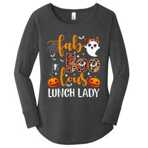 Leopard Fab Boo Lous Lunch Lady Team Teacher Halloween Women's Perfect Tri Tunic Long Sleeve Shirt