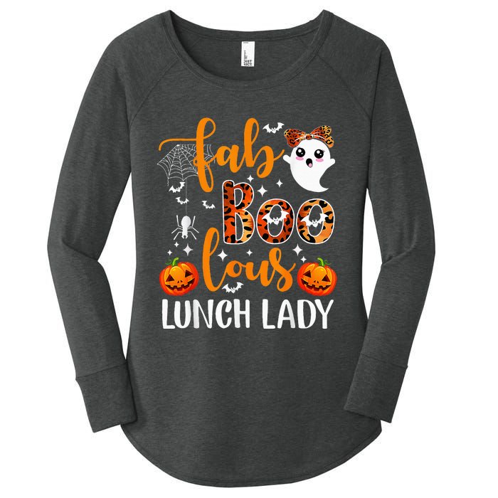 Leopard Fab Boo Lous Lunch Lady Team Teacher Halloween Women's Perfect Tri Tunic Long Sleeve Shirt