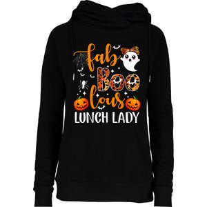 Leopard Fab Boo Lous Lunch Lady Team Teacher Halloween Womens Funnel Neck Pullover Hood