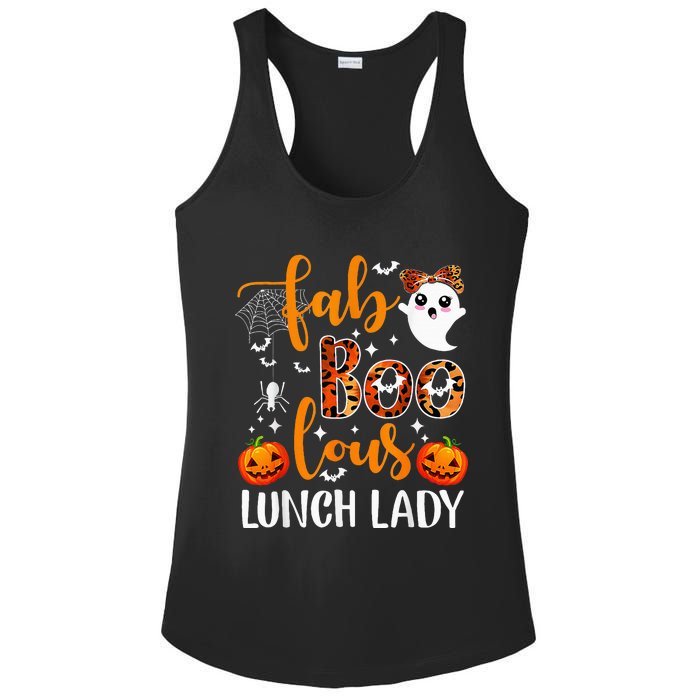 Leopard Fab Boo Lous Lunch Lady Team Teacher Halloween Ladies PosiCharge Competitor Racerback Tank