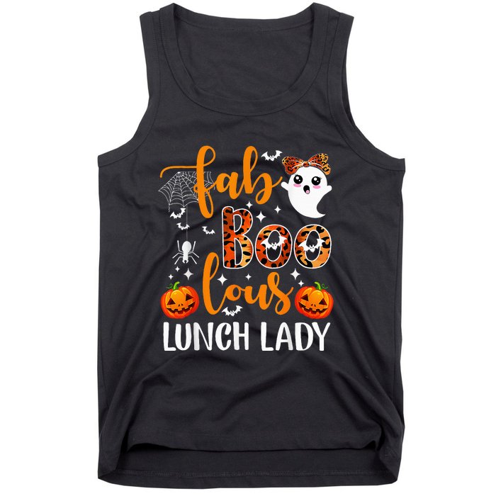 Leopard Fab Boo Lous Lunch Lady Team Teacher Halloween Tank Top