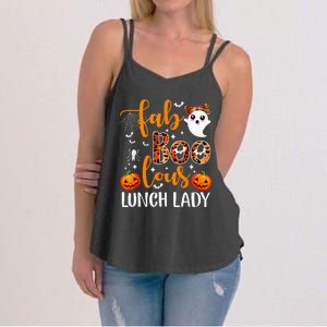 Leopard Fab Boo Lous Lunch Lady Team Teacher Halloween Women's Strappy Tank