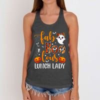 Leopard Fab Boo Lous Lunch Lady Team Teacher Halloween Women's Knotted Racerback Tank