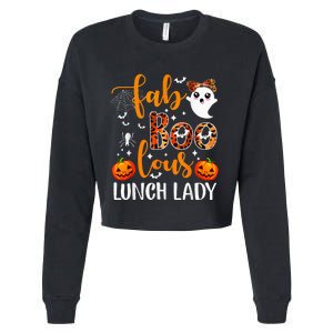 Leopard Fab Boo Lous Lunch Lady Team Teacher Halloween Cropped Pullover Crew