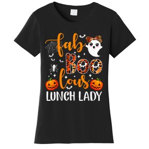 Leopard Fab Boo Lous Lunch Lady Team Teacher Halloween Women's T-Shirt