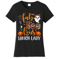 Leopard Fab Boo Lous Lunch Lady Team Teacher Halloween Women's T-Shirt