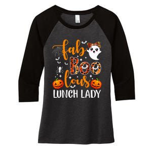 Leopard Fab Boo Lous Lunch Lady Team Teacher Halloween Women's Tri-Blend 3/4-Sleeve Raglan Shirt