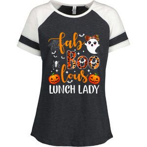 Leopard Fab Boo Lous Lunch Lady Team Teacher Halloween Enza Ladies Jersey Colorblock Tee