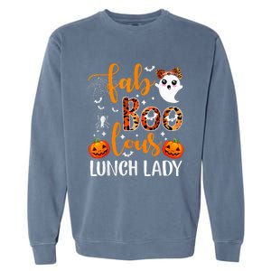 Leopard Fab Boo Lous Lunch Lady Team Teacher Halloween Garment-Dyed Sweatshirt