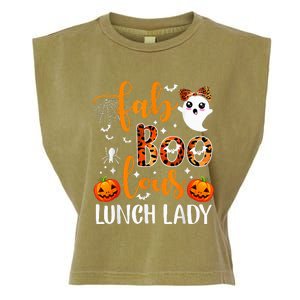 Leopard Fab Boo Lous Lunch Lady Team Teacher Halloween Garment-Dyed Women's Muscle Tee