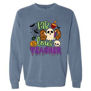 Leopard Fab Boo Lous Lunch Lady Team Teacher Halloween Gift Garment-Dyed Sweatshirt