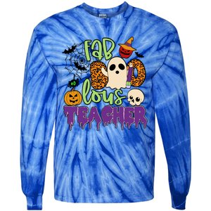 Leopard Fab Boo Lous Lunch Lady Team Teacher Halloween Gift Tie-Dye Long Sleeve Shirt