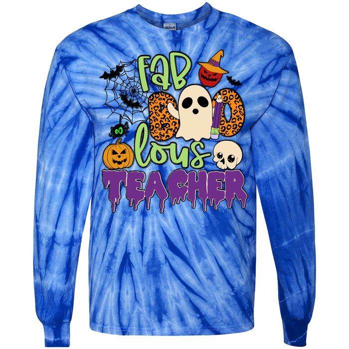 Leopard Fab Boo Lous Lunch Lady Team Teacher Halloween Gift Tie-Dye Long Sleeve Shirt