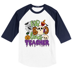 Leopard Fab Boo Lous Lunch Lady Team Teacher Halloween Gift Baseball Sleeve Shirt