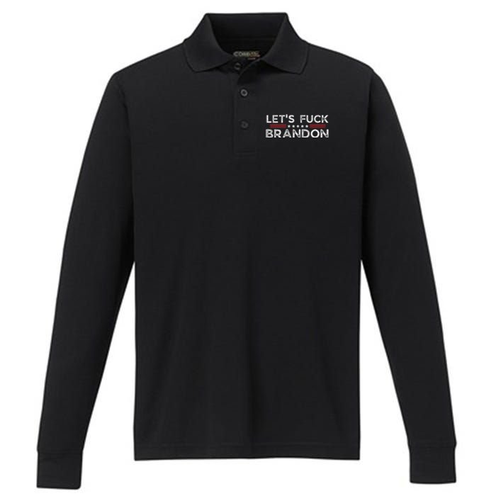 Let's Fuck Brandon Funny Performance Long Sleeve Polo