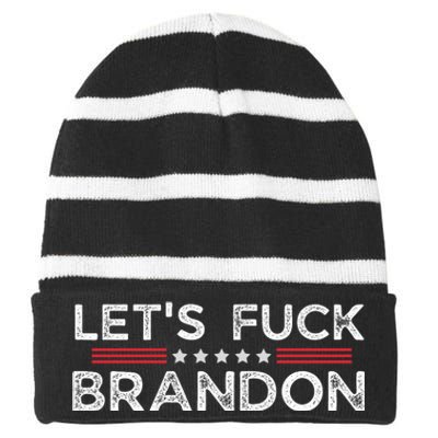 Let's Fuck Brandon Funny Striped Beanie with Solid Band