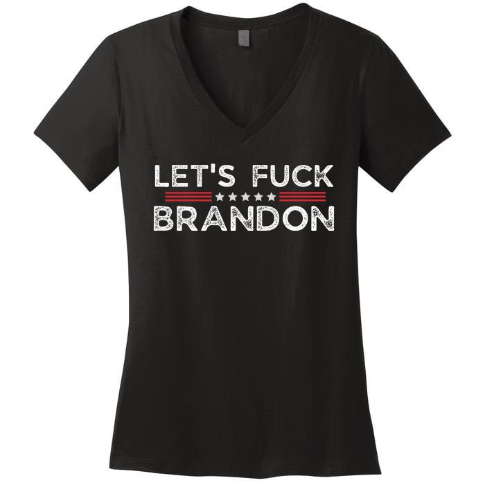 Let's Fuck Brandon Funny Women's V-Neck T-Shirt