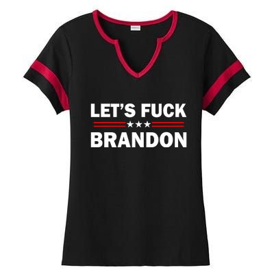 Let's Fuck Brandon Trump Rally Ladies Halftime Notch Neck Tee