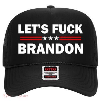 Let's Fuck Brandon Trump Rally High Crown Mesh Back Trucker Hat