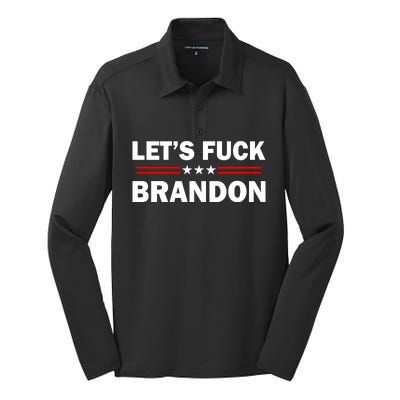 Let's F Brandon Trump Rally Trending Silk Touch Performance Long Sleeve Polo