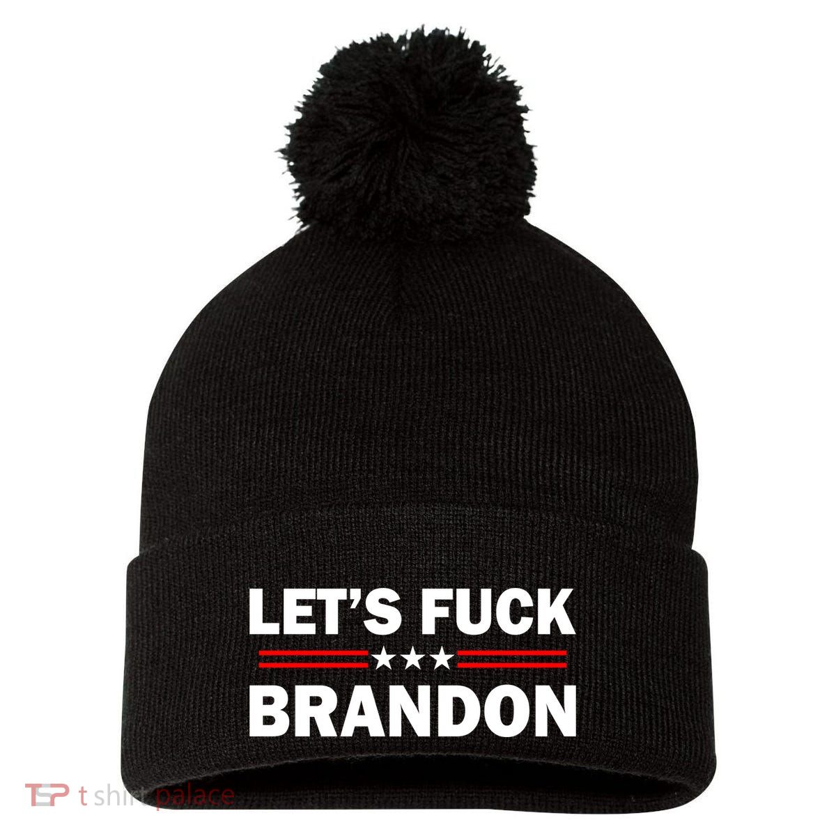 Let's F Brandon Trump Rally Trending Pom Pom 12in Knit Beanie