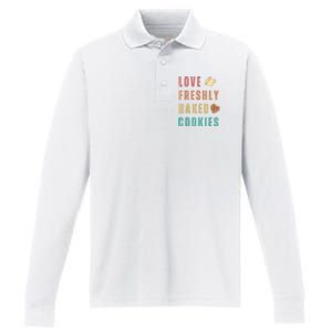 LOVE FRESHLY BAKED COOKIES Performance Long Sleeve Polo