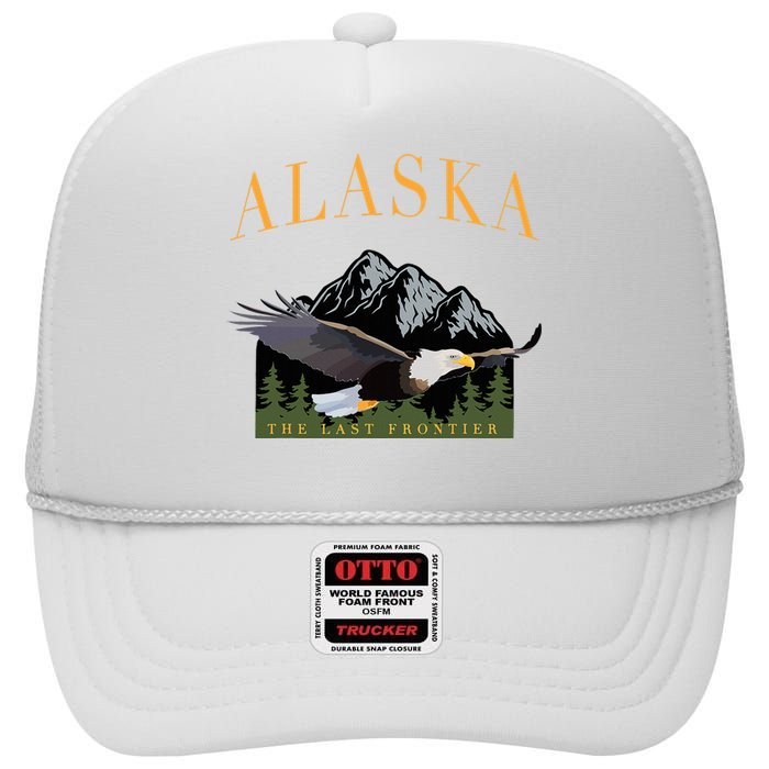 Last Frontier Bald Eagle Alaska High Crown Mesh Back Trucker Hat