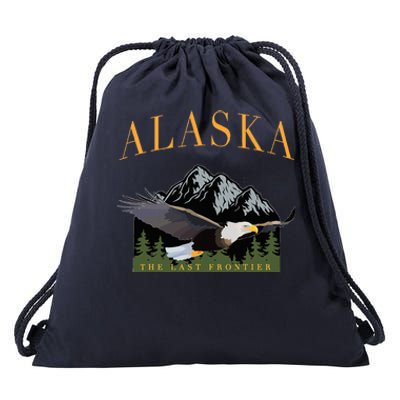 Last Frontier Bald Eagle Alaska Drawstring Bag