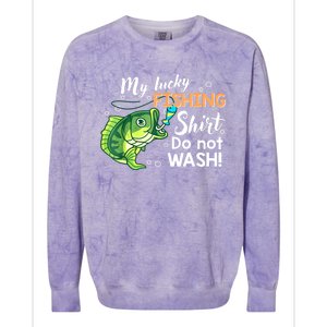 Lucky Fishing Bass Funny Fish Dad Gift Colorblast Crewneck Sweatshirt