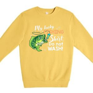 Lucky Fishing Bass Funny Fish Dad Gift Premium Crewneck Sweatshirt