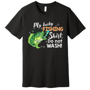 Lucky Fishing Bass Funny Fish Dad Gift Premium T-Shirt