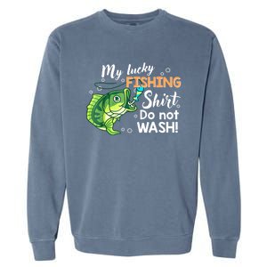 Lucky Fishing Bass Funny Fish Dad Gift Garment-Dyed Sweatshirt