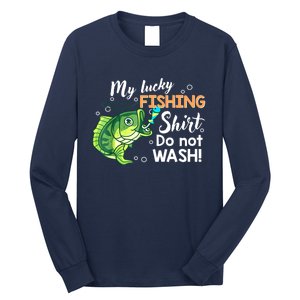 Lucky Fishing Bass Funny Fish Dad Gift Long Sleeve Shirt