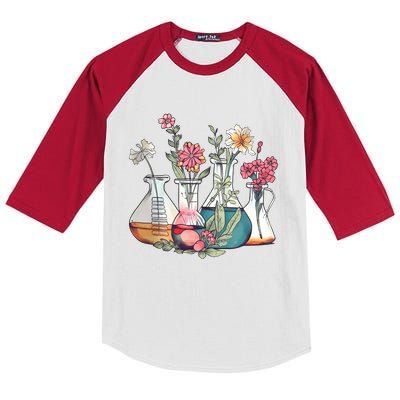 Laboratory Floral Beakers Chemistry Lab Scientist Kids Colorblock Raglan Jersey