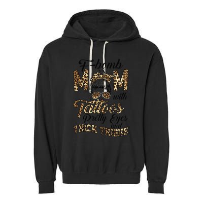 Leopard F Bomb Mom Pretty Eyes Messy Bun Mother's Day Garment-Dyed Fleece Hoodie