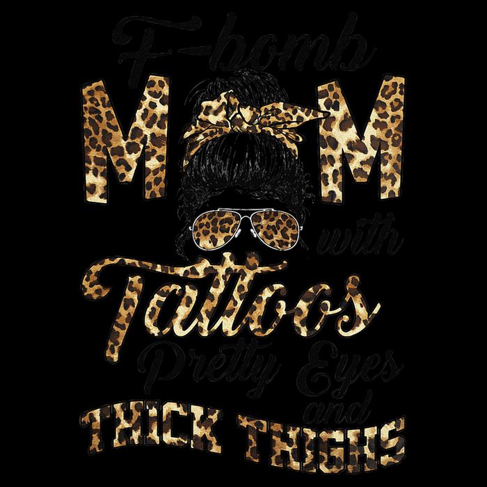 Leopard F Bomb Mom Pretty Eyes Messy Bun Mother's Day 7-Panel Snapback Hat