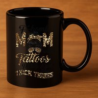 Leopard F Bomb Mom Pretty Eyes Messy Bun Mother's Day 11oz C Handle Ceramic Mug