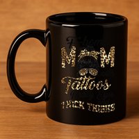 Leopard F Bomb Mom Pretty Eyes Messy Bun Mother's Day 11oz C Handle Ceramic Mug