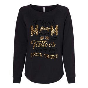 Leopard F Bomb Mom Pretty Eyes Messy Bun Mother's Day Womens California Wash Sweatshirt