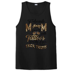 Leopard F Bomb Mom Pretty Eyes Messy Bun Mother's Day PosiCharge Competitor Tank