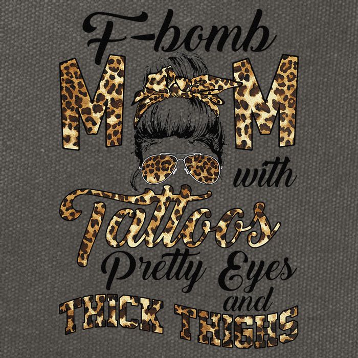 Leopard F Bomb Mom Pretty Eyes Messy Bun Mother's Day Cotton Canvas Backpack