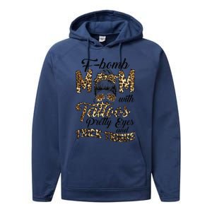 Leopard F Bomb Mom Pretty Eyes Messy Bun Mother's Day Performance Fleece Hoodie