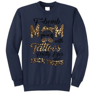 Leopard F Bomb Mom Pretty Eyes Messy Bun Mother's Day Sweatshirt