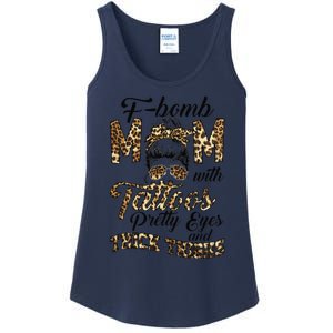 Leopard F Bomb Mom Pretty Eyes Messy Bun Mother's Day Ladies Essential Tank