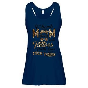 Leopard F Bomb Mom Pretty Eyes Messy Bun Mother's Day Ladies Essential Flowy Tank