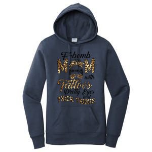 Leopard F Bomb Mom Pretty Eyes Messy Bun Mother's Day Women's Pullover Hoodie