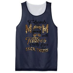 Leopard F Bomb Mom Pretty Eyes Messy Bun Mother's Day Mesh Reversible Basketball Jersey Tank