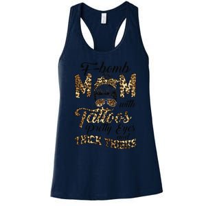 Leopard F Bomb Mom Pretty Eyes Messy Bun Mother's Day Women's Racerback Tank