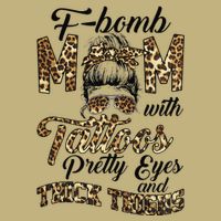Leopard F Bomb Mom Pretty Eyes Messy Bun Mother's Day Cooling Performance Long Sleeve Crew