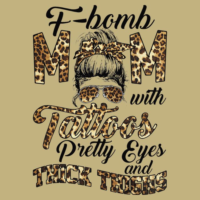 Leopard F Bomb Mom Pretty Eyes Messy Bun Mother's Day Cooling Performance Long Sleeve Crew